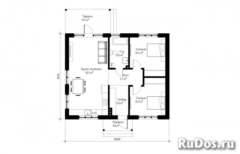 Коттедж 91,4 м² на участке 7 сот. изображение 10