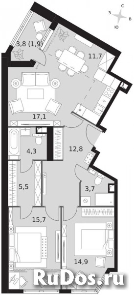 Продам 3 комнатную квартиру 87.6 м2 фотка