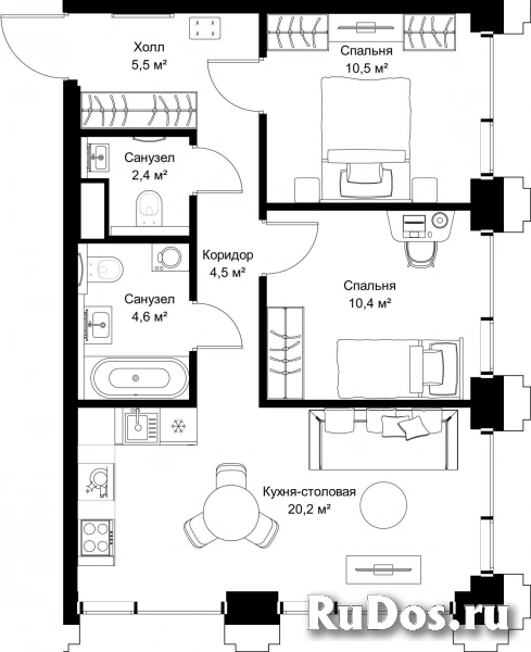 Продам 2 комнатную квартиру 58.1 м2 фотка