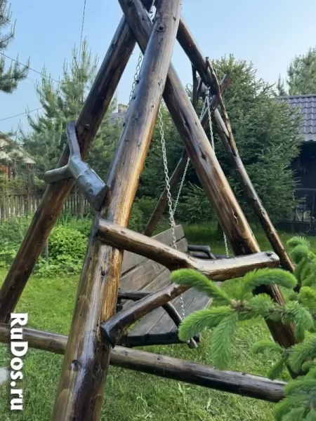 Деревянные садовые качели из массива сосны изображение 6