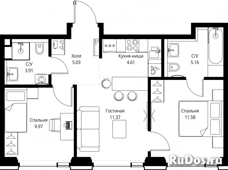 Продам 2 комнатную квартиру 51.63 м2 фотка