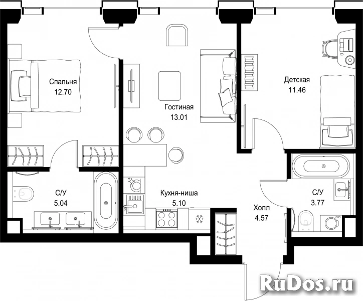 Продам 2 комнатную квартиру 55.65 м2 фотка