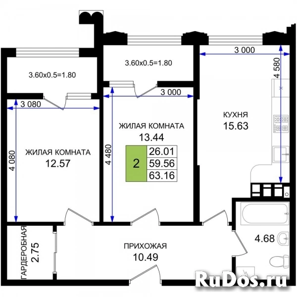 Продам 2 комнатную квартиру 63 м2 фото