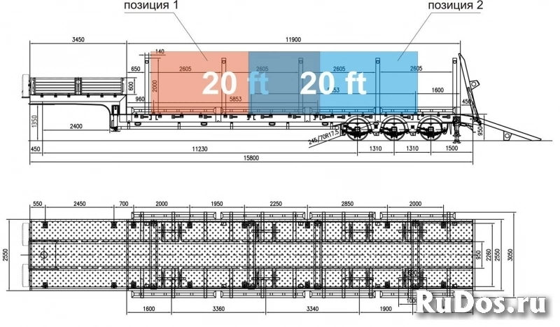 Полуприцеп-тяжеловоз (трал) низкорамный, 60тонн, 3 оси TONGYADA изображение 10