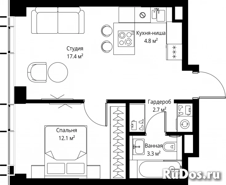 Продам 1 комнатную квартиру 40.3 м2 фотка
