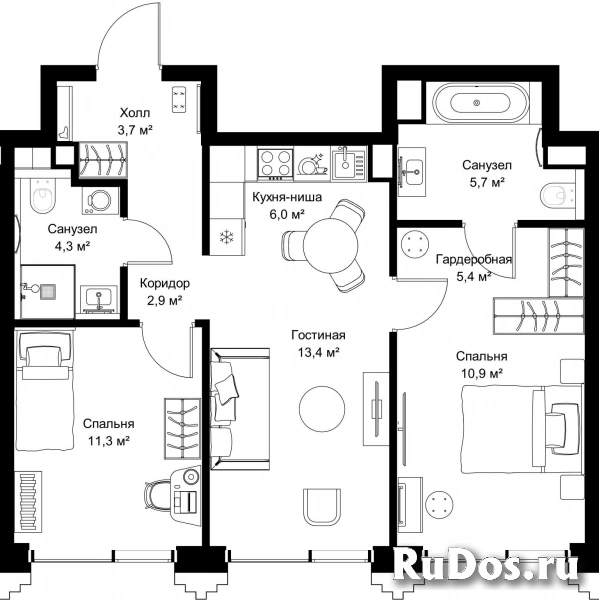 Продам 2 комнатную квартиру 63.6 м2 фотка