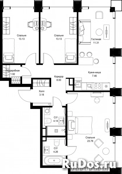 Продам 3 комнатную квартиру 90.31 м2 фотка