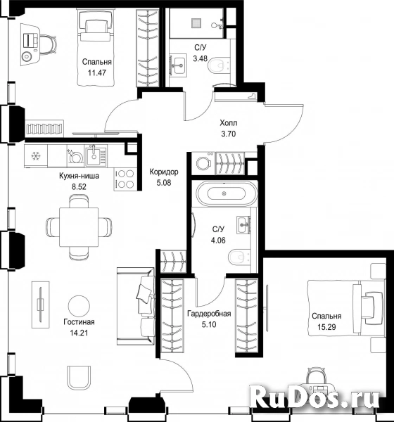 Продам 2 комнатную квартиру 70.91 м2 фотка