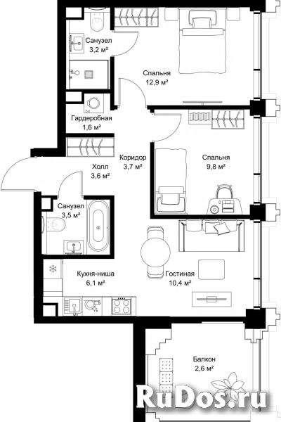 Продам 2 комнатную квартиру 57.4 м2 фотка