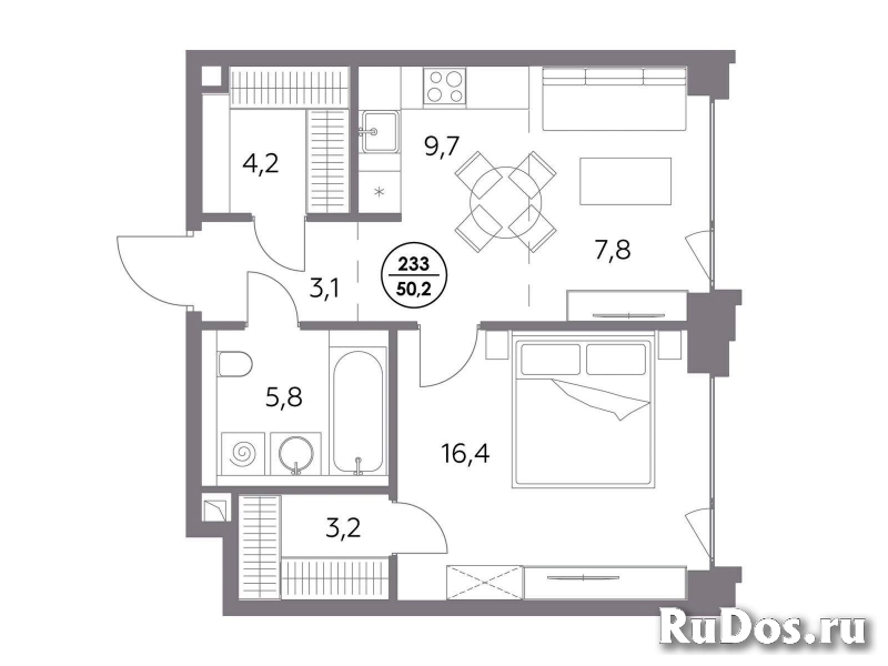 Продам 1 комнатную квартиру 50.2 м2 изображение 3