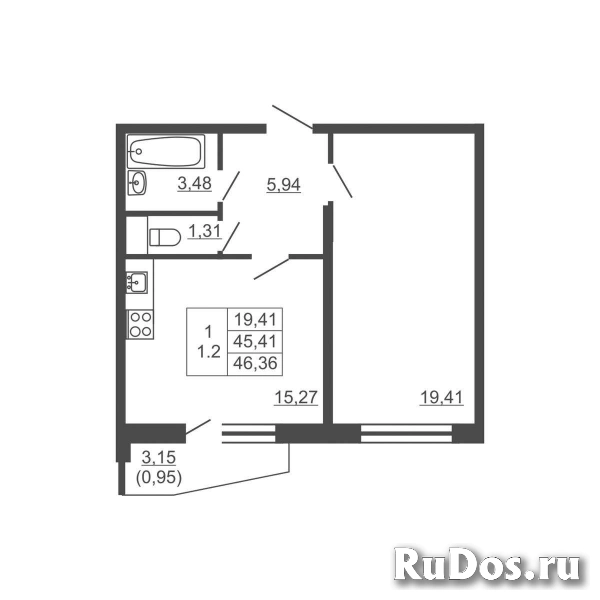 Продам 1 комнатную квартиру 46 м2 фотка