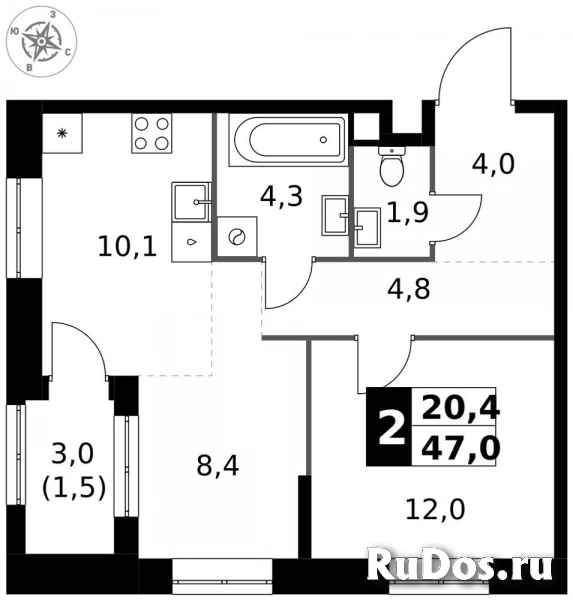 Продам 2 комнатную квартиру 47 м2 фотка