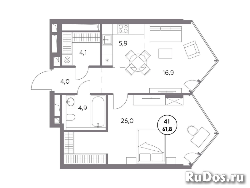 Продам 1 комнатную квартиру 61.8 м2 изображение 3