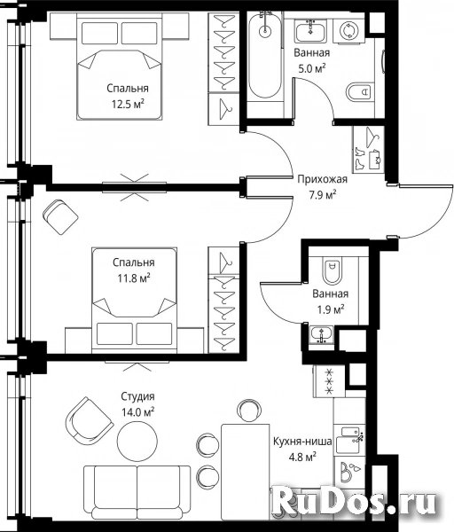Продам 2 комнатную квартиру 57.9 м2 фотка