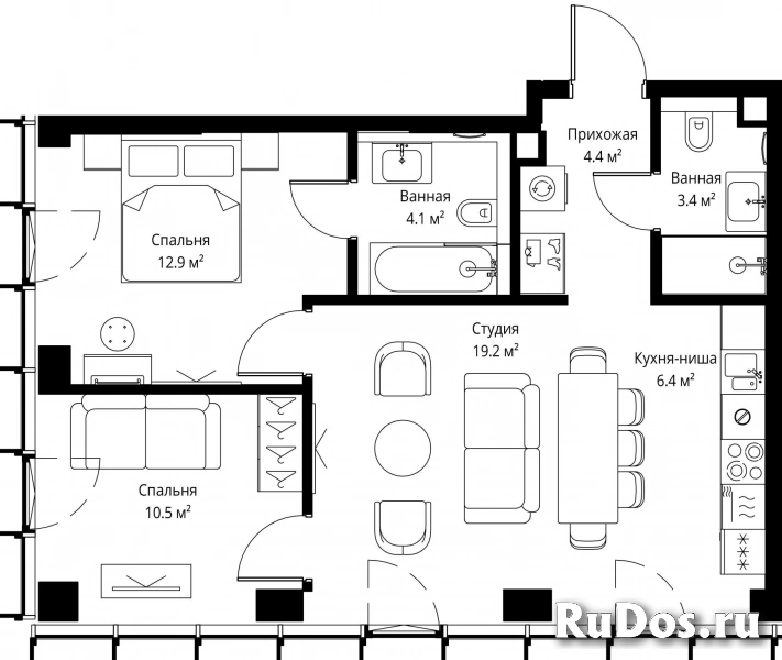Продам 2 комнатную квартиру 60.9 м2 фотка