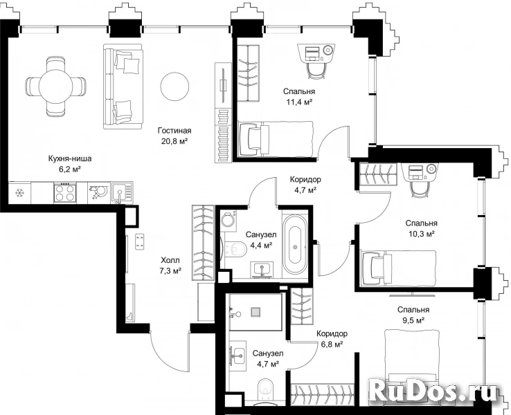 Продам 3 комнатную квартиру 86.1 м2 фотка