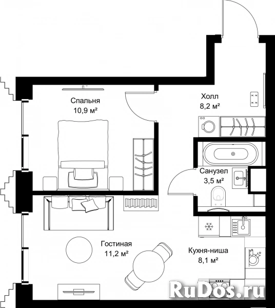 Продам 1 комнатную квартиру 41.9 м2 фотка