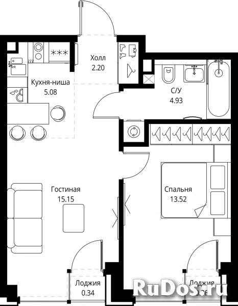 Продам 1 комнатную квартиру 41.58 м2 фотка