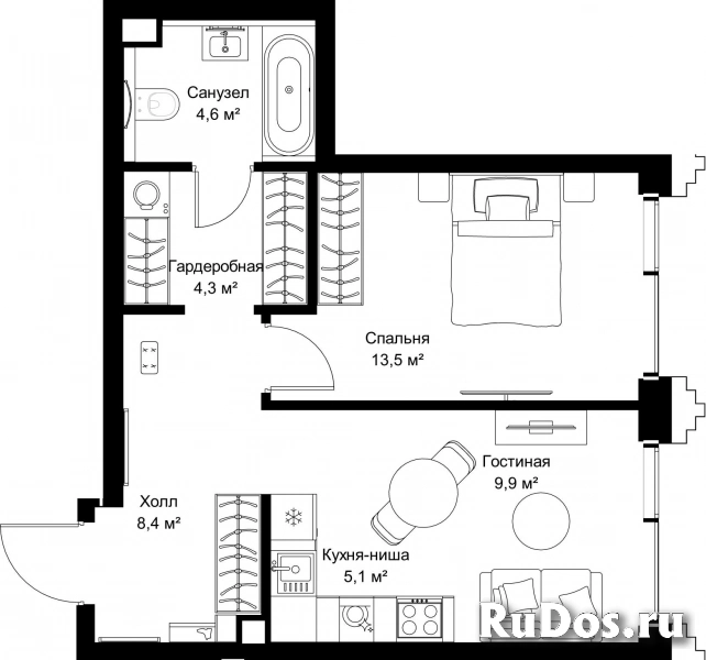 Продам 1 комнатную квартиру 45.8 м2 фотка