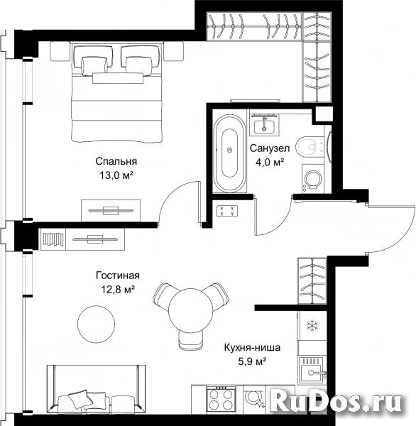 Продам 1 комнатную квартиру 46.2 м2 фотка