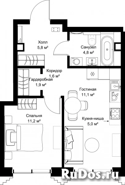 Продам 1 комнатную квартиру 41.4 м2 фотка