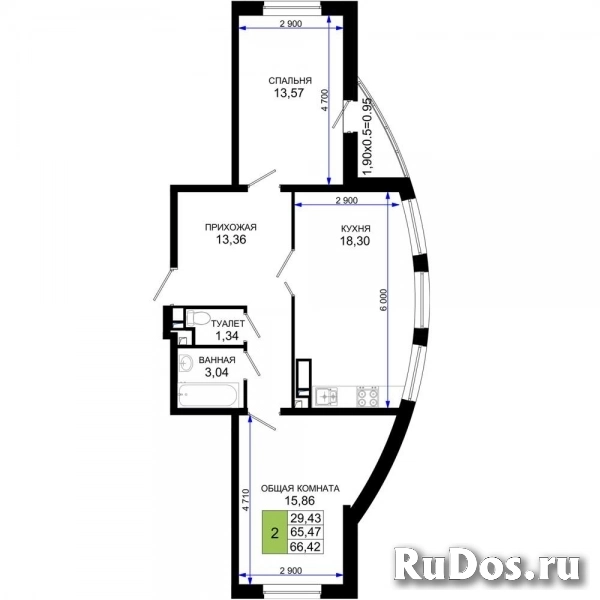 Продам 2 комнатную квартиру 65 м2 фото