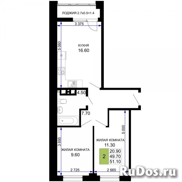 Продам 2 комнатную квартиру 51 м2 фото