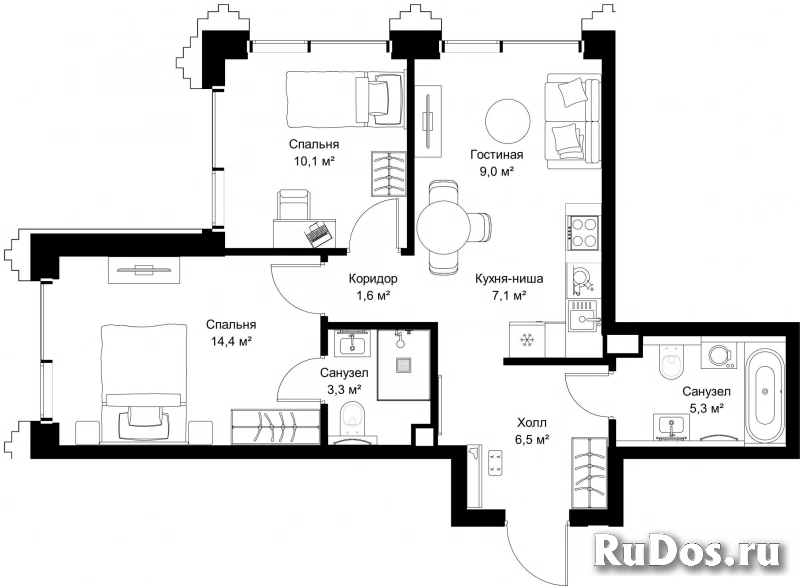 Продам 2 комнатную квартиру 57.3 м2 фотка