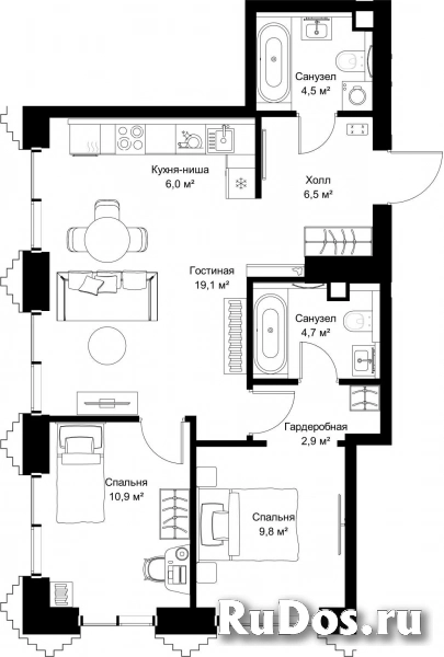 Продам 2 комнатную квартиру 64.4 м2 фотка