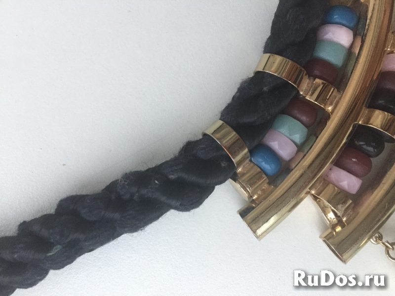 Колье бижутерия камни разноцветные темно зеленое шнур украшение т изображение 5