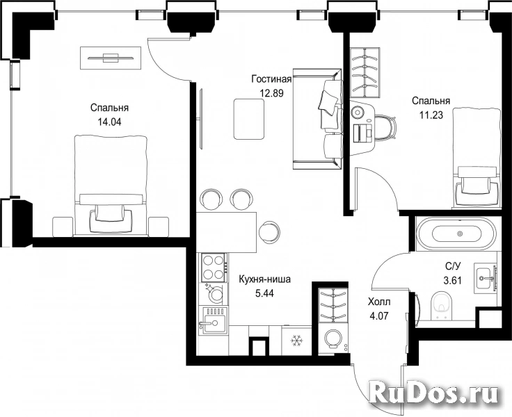 Продам 2 комнатную квартиру 51.28 м2 фотка