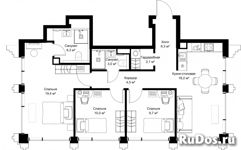Продам 3 комнатную квартиру 79.5 м2 фотка