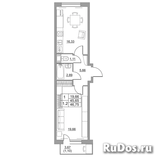 Продам 1 комнатную квартиру 45 м2 фотка
