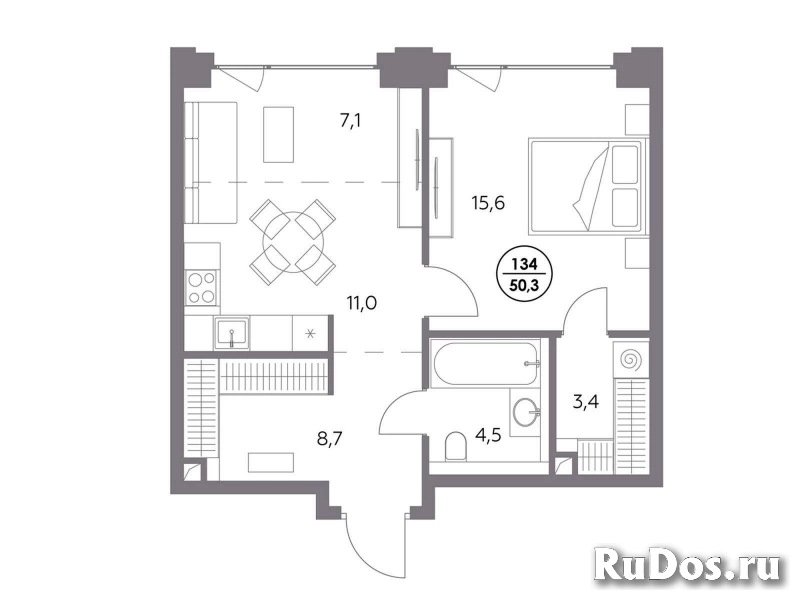 Продам 1 комнатную квартиру 50.3 м2 изображение 3