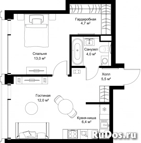 Продам 1 комнатную квартиру 45.6 м2 фотка