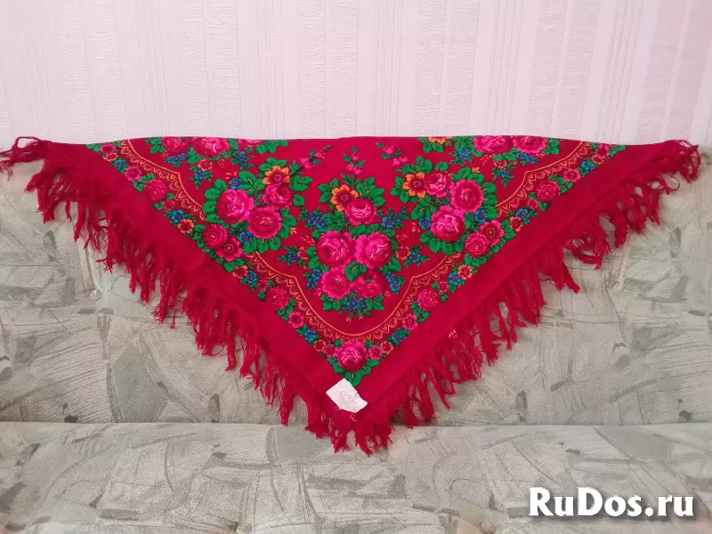 Платок павловопосадский 95 х 95 СССР. изображение 3