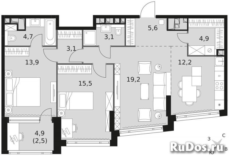 Продам 3 комнатную квартиру 84.7 м2 фотка