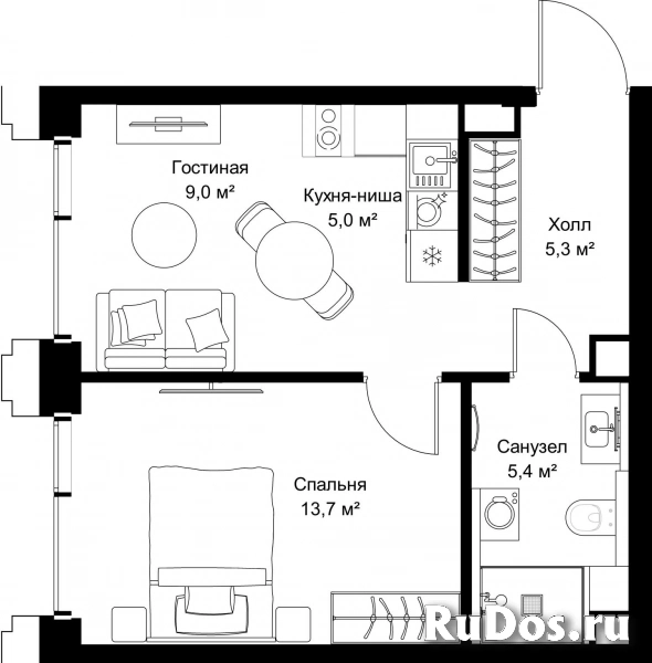 Продам 1 комнатную квартиру 38.4 м2 фотка