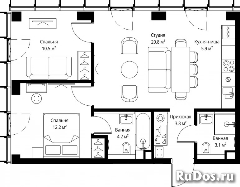 Продам 2 комнатную квартиру 60.5 м2 фотка