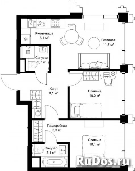 Продам 2 комнатную квартиру 55.1 м2 фотка