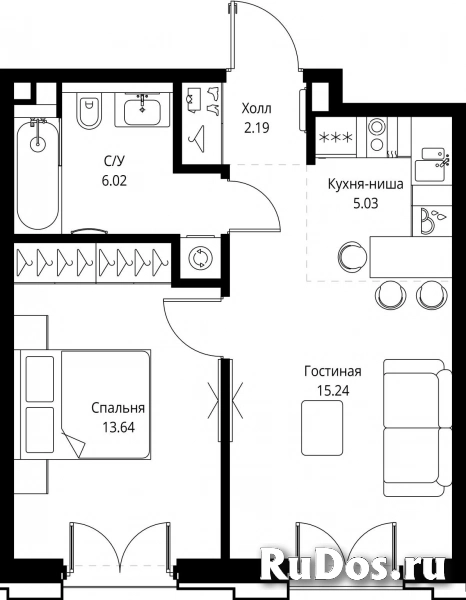 Продам 1 комнатную квартиру 42.12 м2 фотка