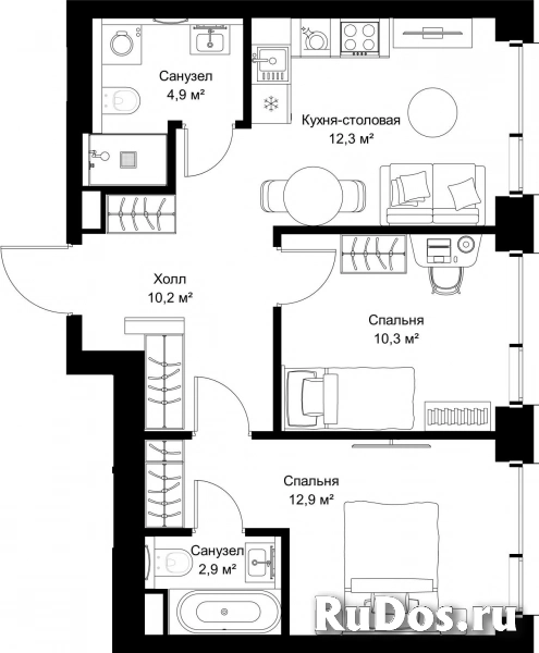 Продам 2 комнатную квартиру 53.5 м2 фотка