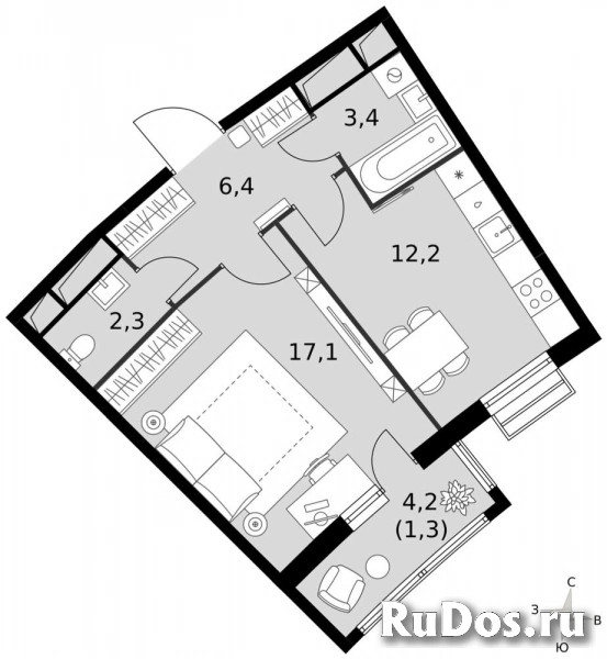 Продам 1 комнатную квартиру 42.7 м2 фотка