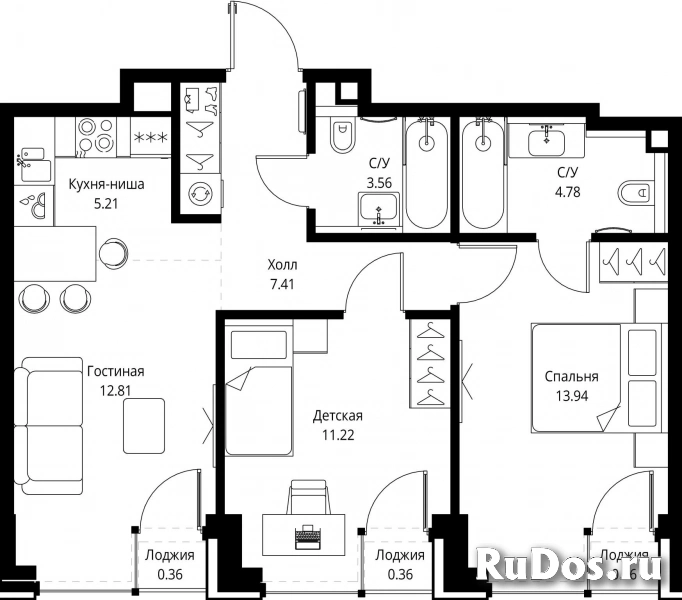 Продам 2 комнатную квартиру 60.01 м2 фотка