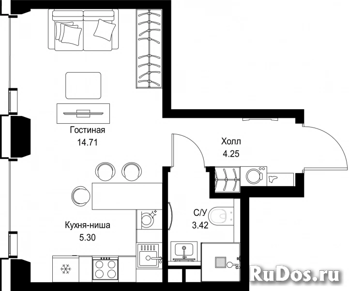 Продам 1 комнатную квартиру 27.68 м2 фотка