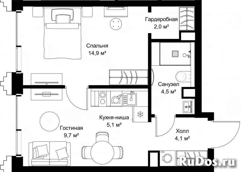 Продам 1 комнатную квартиру 40.3 м2 фотка