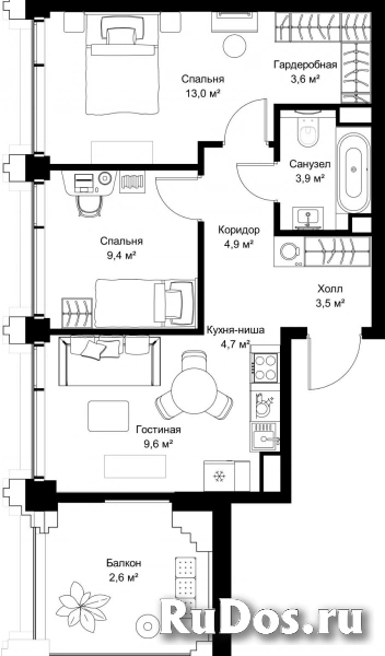 Продам 2 комнатную квартиру 55.2 м2 фотка