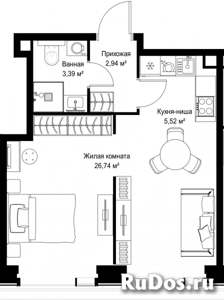 Продам 1 комнатную квартиру 38.59 м2 фотка