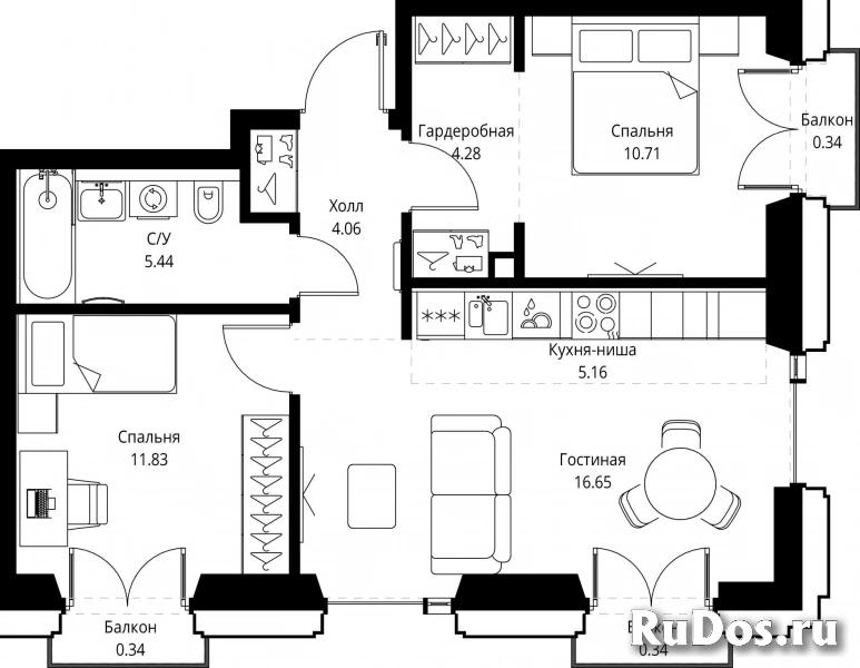 Продам 2 комнатную квартиру 59.15 м2 фотка