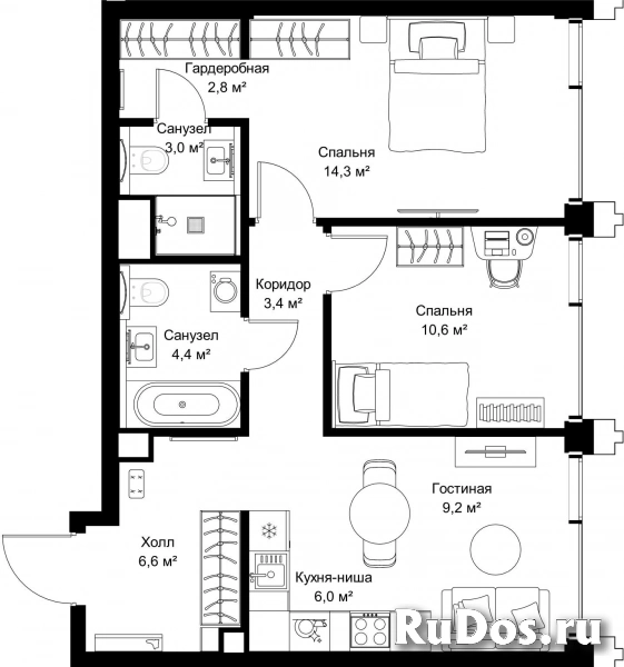 Продам 2 комнатную квартиру 60.3 м2 фотка